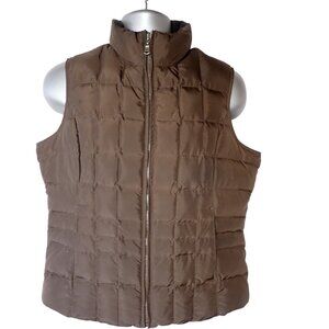 Eddie Bauer Down‎ Vest Women L Brown Puffer Outdoor Premium Goose Gorpcore